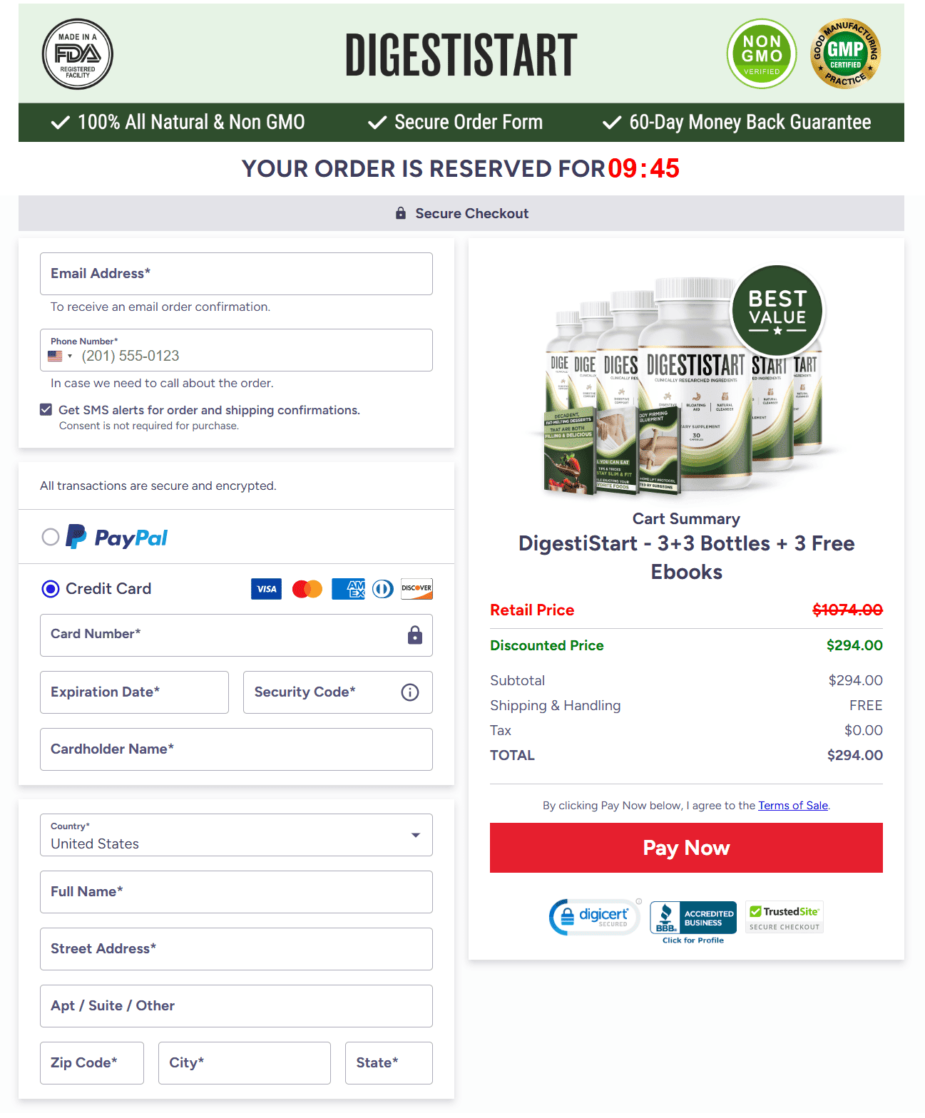 DigestiStart Checkout